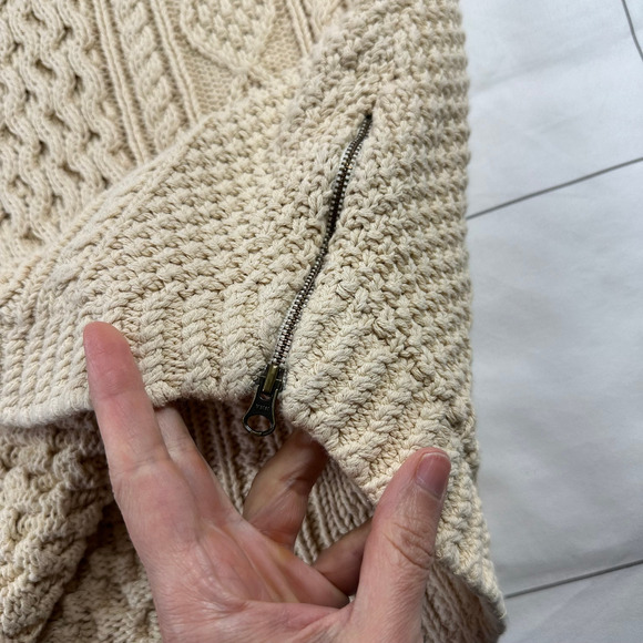 L.L. Bean Sweater Women Medium Cream Signature Fisherman Tunic Cable Knit Cotton - Picture 6 of 8